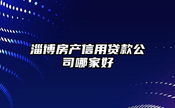 淄博房产信用贷款公司哪家好