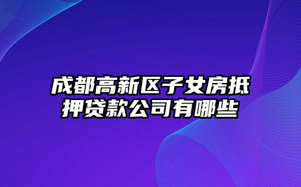 成都高新区子女房抵押贷款公司有哪些