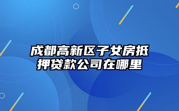 成都高新区子女房抵押贷款公司在哪里