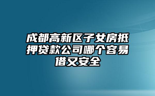 成都高新区子女房抵押贷款公司哪个容易借又安全
